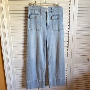 Frame Denim Light Blue Wide-Leg Jeans with Front Patch Pockets